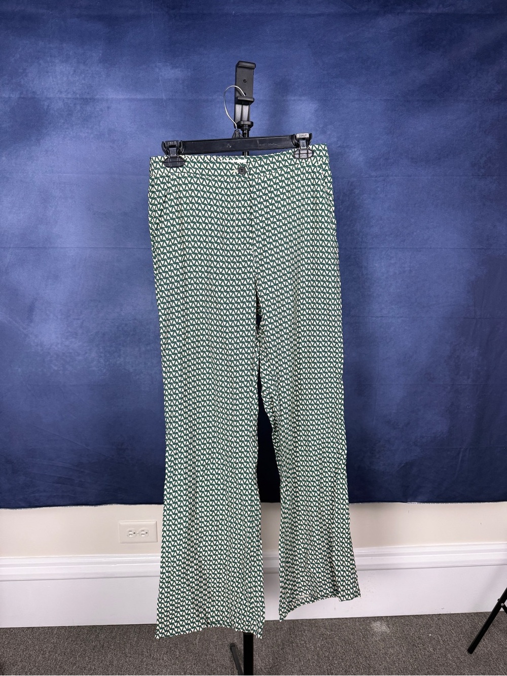 H&M Green Geometric Wide-Leg Trousers
